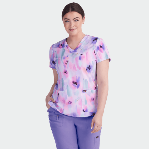 Медицинска туника KOI Design LITE 1082PR - LVD принт Flower Lavender