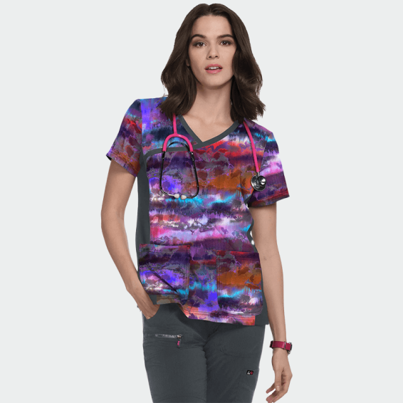 Медицинска туника KOI Design LITE 385PR - SHZ принт Smokey Hayze